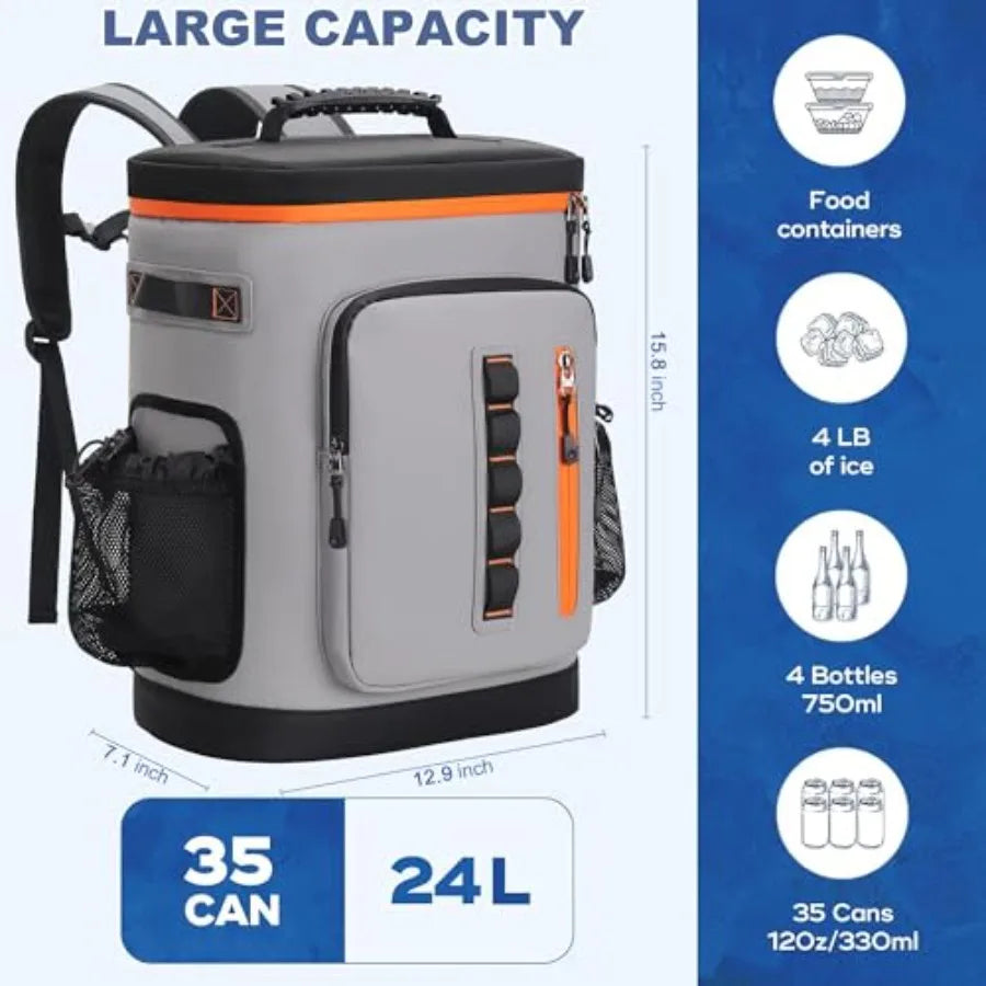 35 Cans Waterproof Cooler Backpack Soft Insulated Leak Proof Backpack Cooler for Men Women Large Capacity Ice Chest for Beach H